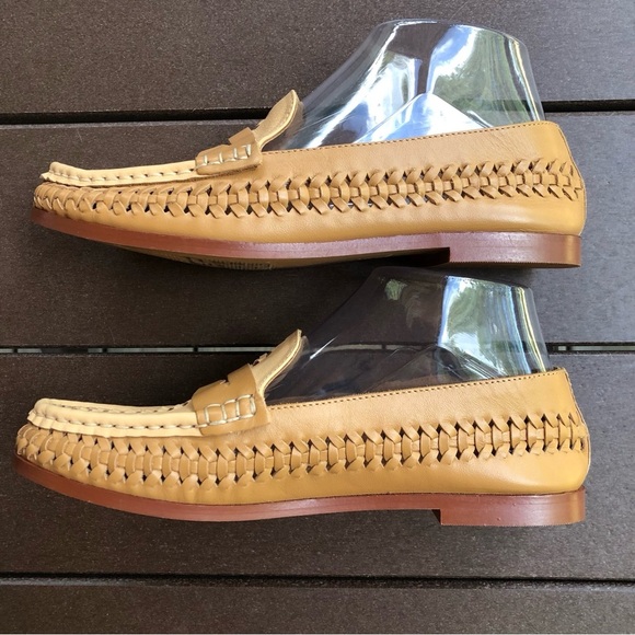 Anthropologie Pilcro Tan Leather Comfortable Flat Woven Loafers Size 6M - Picture 6 of 9